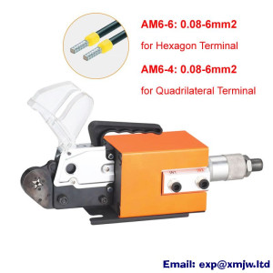 AM6 Pneumatic Terminal Piler Crimping Machine 0.08-6mm2 Terminals Crimper Tool Tubular Pre-insulated Quadrilateral Hexagon