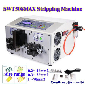 SWT508MAX Full Automatic Wire Stripper 1000W Peeling Stripping Cutting Machine 0.2-70mm2 Wire Section Cutter with 8 Wheels Kit