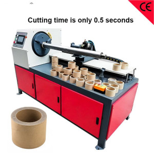 Thick tube paper rolls coild film cut machine Spindle round knife middle cut equipment adhesive stick roll cutter