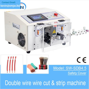 Single wire 0.1-4.5mm2.Double wires 0.1-2.5mm2 Automatic Safety Cover Computerized Wire cutting and Stripping Machine