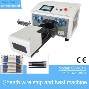 Fully automatic Two cores Flat wires 0.3 -2.0mm square sheath cable stripping and twisting machine stepping motor
