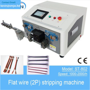 ST-802 Flat wire (2P) stripping machine Touch screen 220V 2 pin cable cutting and stripping with split function