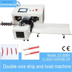 ST-806N Computer automaticwire stripper Double wires cut and strip machine with strands twist for 0.1-6mm2 AWG30#-12# cables