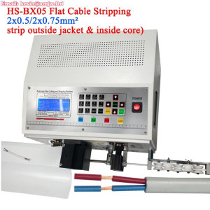 HS-BX05 2x0.5mm2 and 2x0.75mm2 Flat Multi Core Sheathed Cable Cut and Strip with Full Automatic Wire Stripping Machine