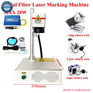 MAX Fiber Laser Marking Machine 20W Metal Engraver Stainless Steel Gold Silver Laser Cutting Machine with Ring Cups Rotary Axis