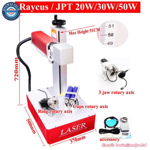 20W/30W/50W JPT Raycus Fiber Laser Marking Machine Rotary Axis For Gold Silver Jewelry Aluminum Stainless Steel Metal Engraving