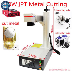 JPT 100W Fiber Laser Metal Cutting Machine for Metal Engraving Marking Cut 1mm Metal with Attachment 3 Jaw / Roller Rotary Axis