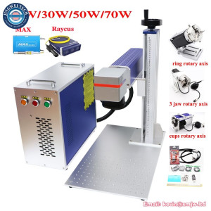 Split Fiber Laser 20W 30W 50W 70W Raycus MAX Metal Marking Machine Laser Engraving with Rotary Axis for Metal Plastic Engraver
