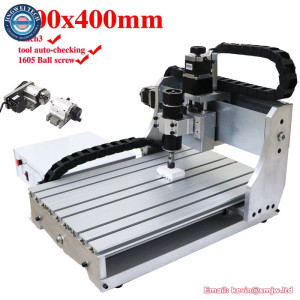 CNC Router 3040 4 Axis Wood Engraving Metal Milling PCB Carving Cutting Machine Tool Auto-checking with 4th Rotary Axis