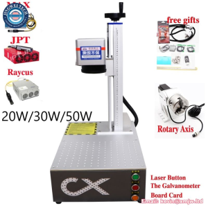 30W Raycus Fiber Laser Marking Machine JPT MAX 20w 50w Stainless Steel Engraver Ezcad Metal Cutting Silver Gold With Rotary