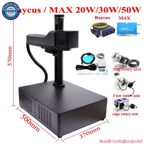 Raycus MAX 50W Fiber Laser Marking Machine 30W 20W Stainless Steel Engraver Metal Cutting Silver Gold Jewelry with Rotary Axis